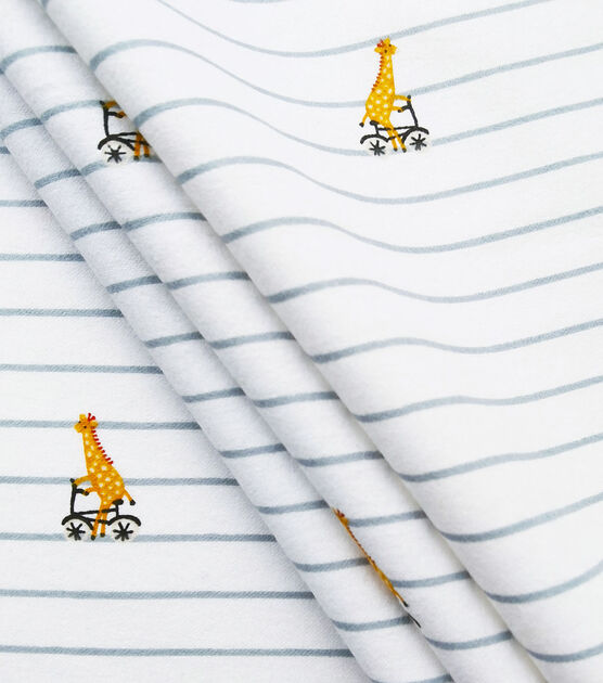 ABC Giraffe on Striped Nursery Flannel Fabric by Lil' POP!, , hi-res, image 2
