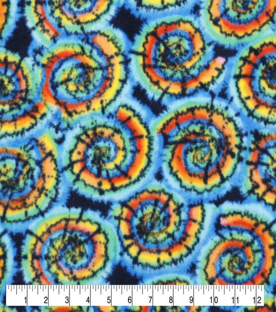 Multicolor Tie Dye Swirls Anti Pill Fleece Fabric, , hi-res, image 2