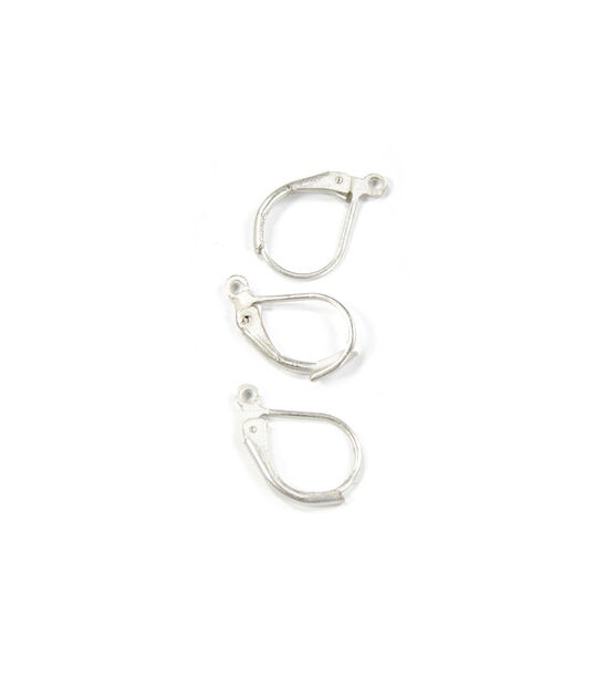 16mm Matte Silver Metal Lever Back Plain Ear Wires 8pk by hildie & jo