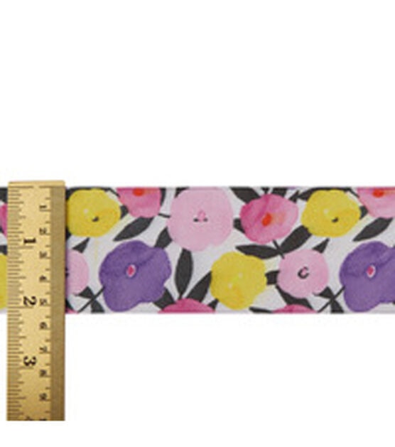 Offray 2.25"x9' Wild Orchid Wired Edge Floral Satin Wired Edge Ribbon, , hi-res, image 5