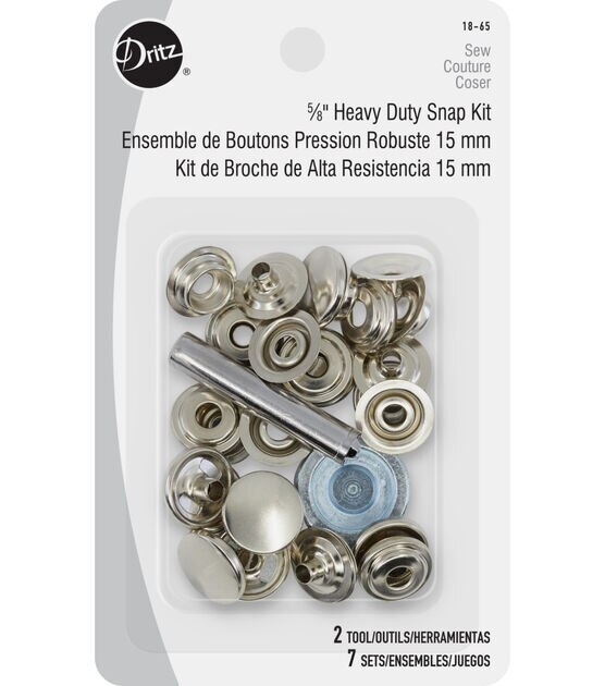 Canvas Snap Kit 15mm Stainless Steel Snaps Button with Tool, Silver Tone,  50 Sets 