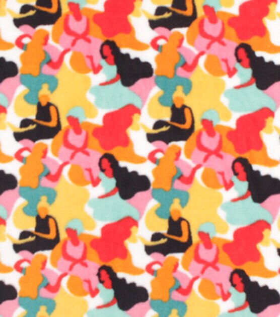 Multicolor Women's Empowerment Silhouettes Anti Pill Fleece Fabric, , hi-res, image 1