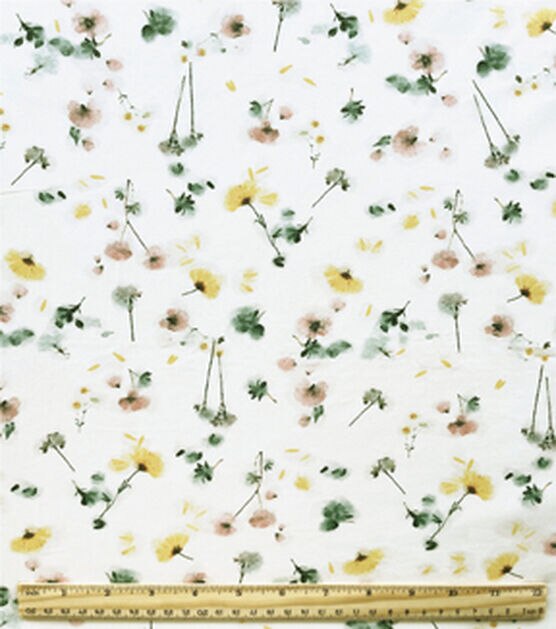 Cream Disty Multi Painted Floral Jersey Knit Fabric, , hi-res, image 2