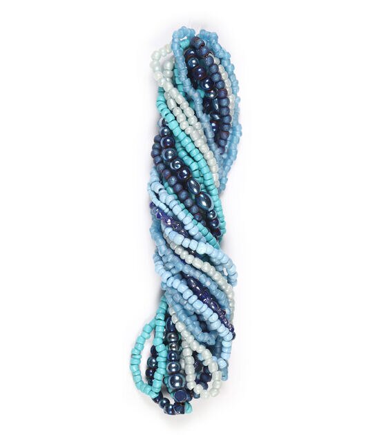 14" Blue Multi Strand Glass Seed Beads by hildie & jo, , hi-res, image 3