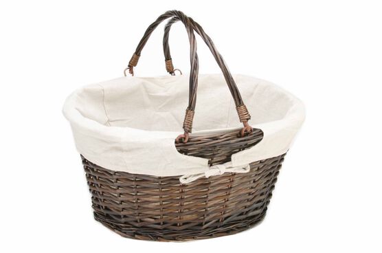 Organizing Essentials Oval Lined Willow Basket with Swing Handles