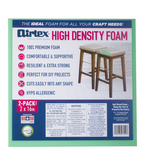 Airtex 2" x 16" High Density Foam Chair Pads 2pk