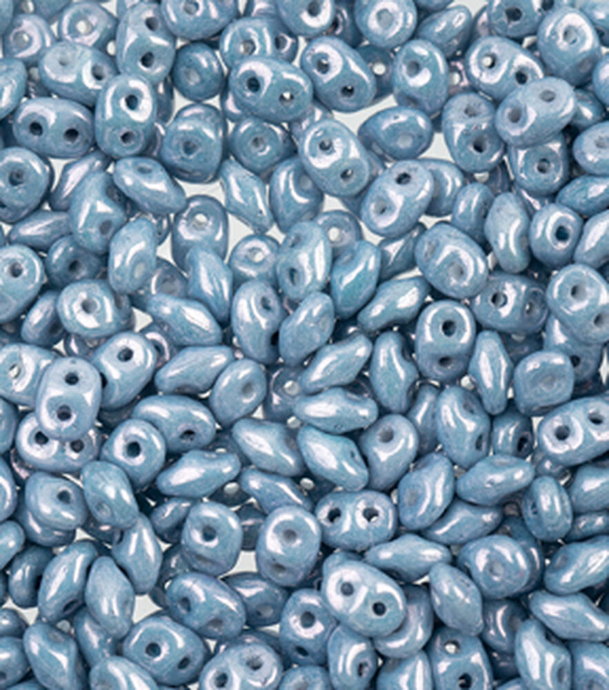 Czech Glass Superduo Beads 24G, Opaque Blue Luster, swatch, image 33