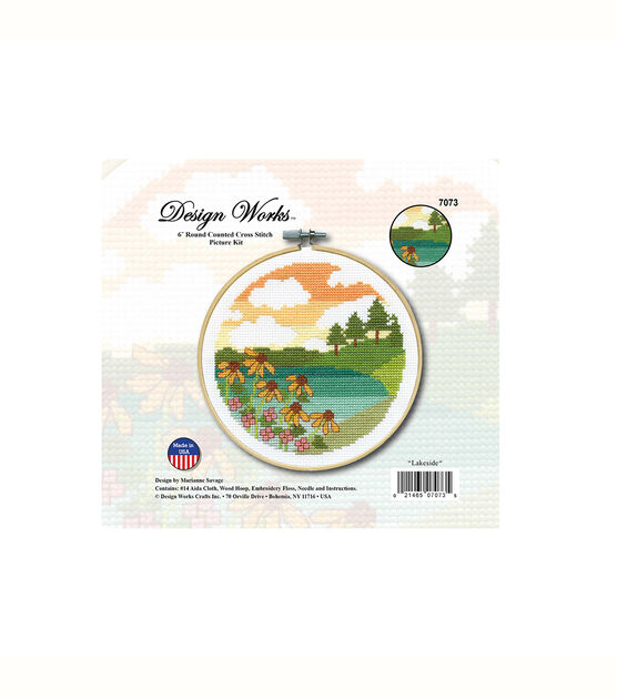 Design Works 6" Lakeside Round Counted Cross Stitch Kit, , hi-res, image 3