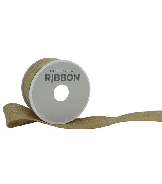 Decorative Ribbon 1.5" Solid Burlap Ribbon Natural