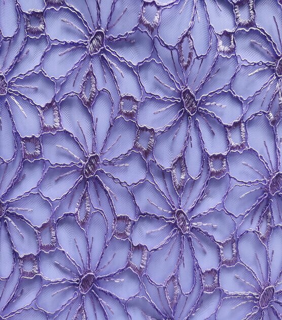 Purple Corded Flowers Mesh Fabric by Sew Sweet