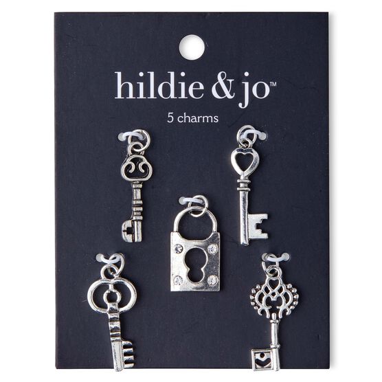5ct Oxidized Silver Cast Metal Key Charms by hildie & jo