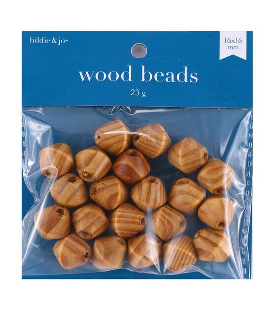 16mm x 16mm Brown Wood Beads 25pc by hildie & jo