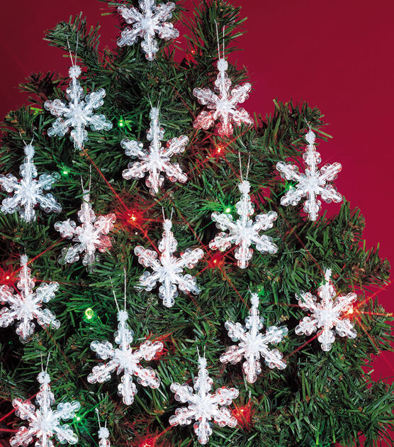 Holiday Beaded Ornament Kit Mini Snowflakes 2" Makes 24, , hi-res, image 2
