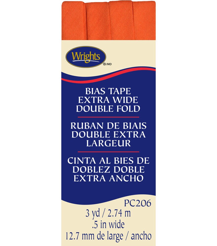 Wrights 1/2" x 3yd Extra Wide Double Fold Bias Tape, Orange Peel, swatch