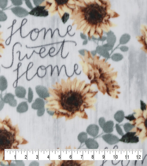 Home Sweet Home & Sunflowers Anti Pill Fleece Fabric