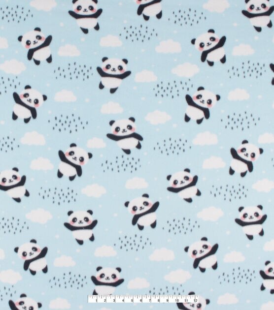 Pandas & Clouds on Blue Blizzard Fleece Fabric, , hi-res, image 4