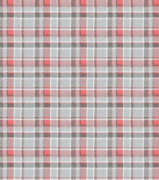 Gray Pink Plaid Super Snuggle Flannel Fabric