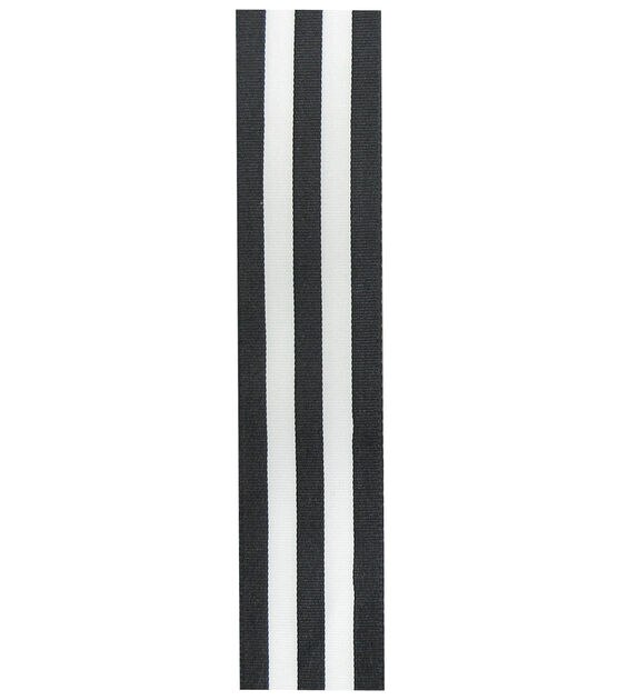 Save the Date 1.5" x 15' Black & White Stripe Ribbon, , hi-res, image 2