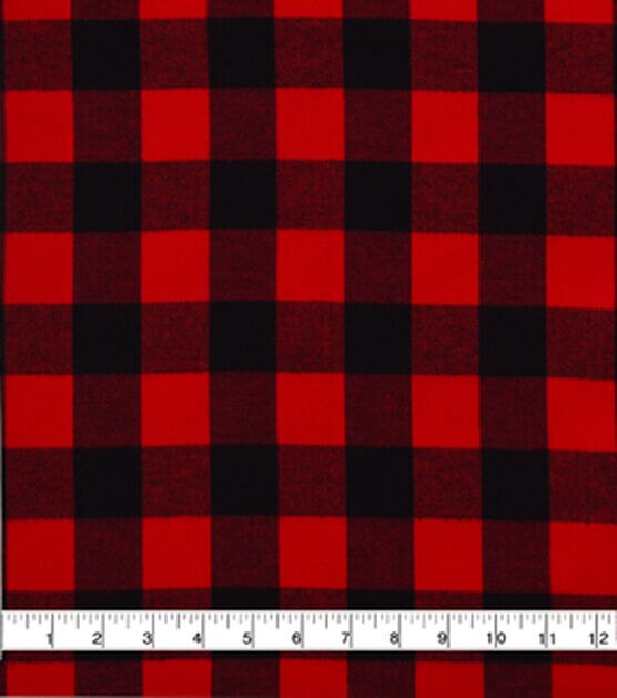 Red & Black Buffalo Check Flannel Shirting Fabric, , hi-res, image 2