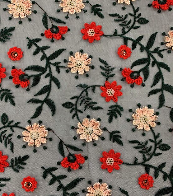 3D Flower Embellishment Mesh Apparel Fabric | JOANN
