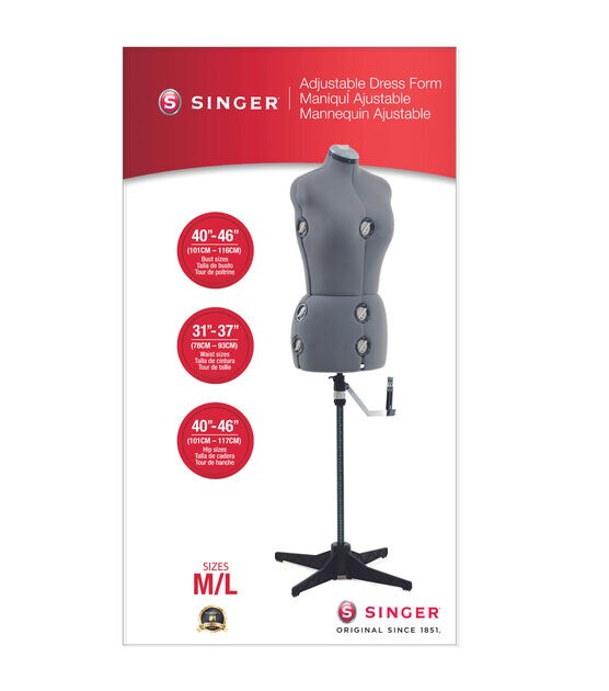SINGER Medium Large Adjustable Dress Form Gray, , hi-res, image 9