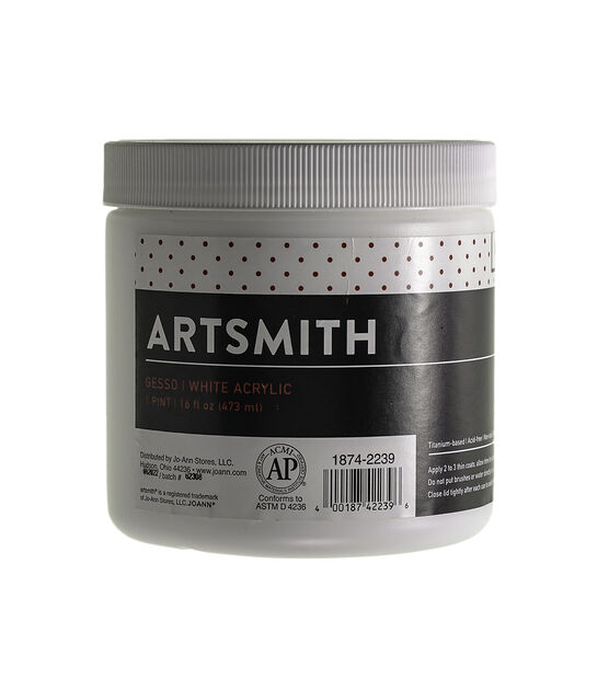 Acrylic Gesso for Painting 16oz - White Gesso Surface Primer for Acrylic  Painting, Crafts, and Canvas Primer - Paint and Art Supplies Made in USA :  : Arts & Crafts