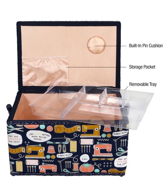Singer Extra Large Sewing Quotes Print Sewing Basket - Sewing Baskets & Pin Cushions - Sewing Supplies