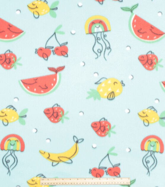 Fruit Sea Animals Blizzard Prints Fleece Fabric, , hi-res, image 2