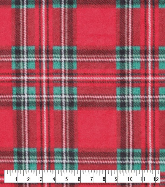 Christmas Red Plaid Anti Pill Fleece Fabric, , hi-res, image 2