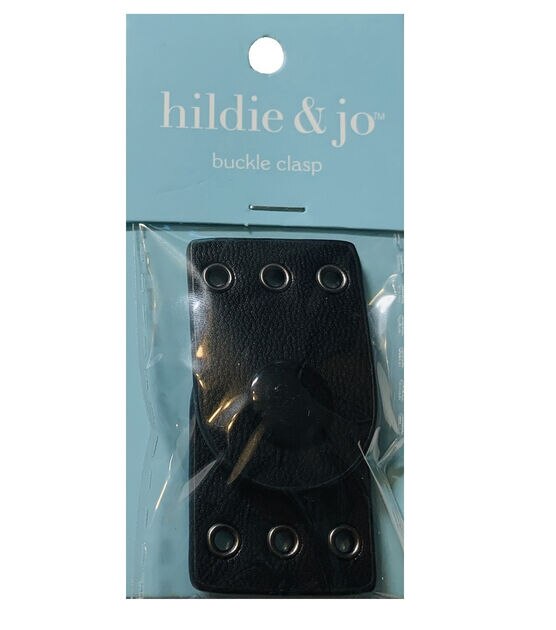 Black Faux Leather 3 Hole Snap Buckle Clasp by hildie & jo