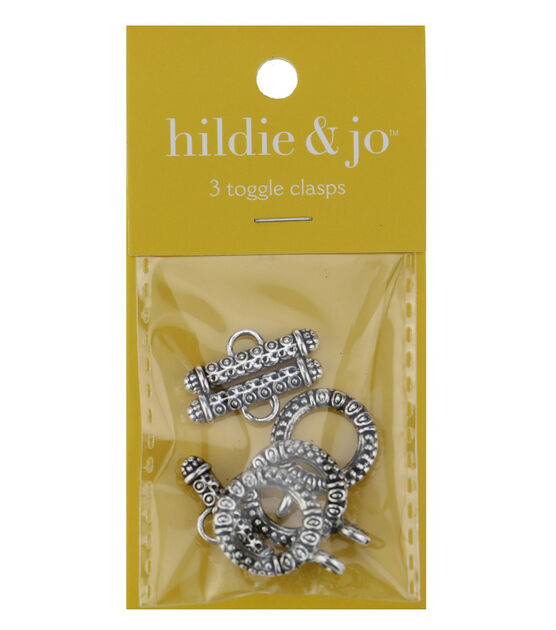 3pk Antique Silver Metal Circle Dotted Toggle Clasps by hildie & jo