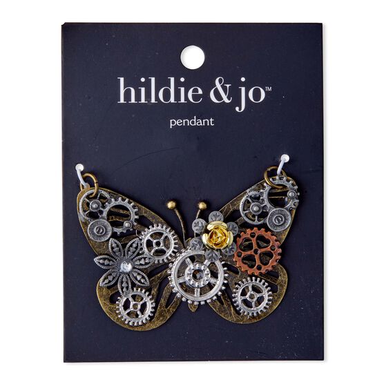 Gold Gear Butterfly Pendant by hildie & jo