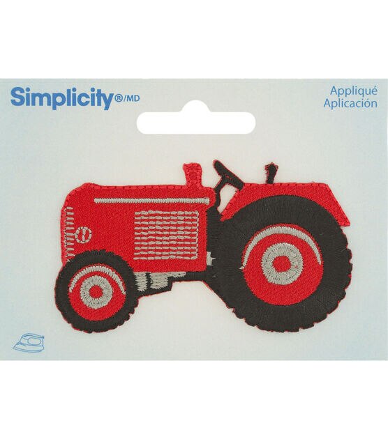 Simplicity 2" x 3" Red Tractor Iron On Patch