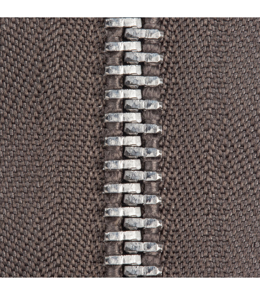 Coats & Clark Fashion Aluminum Closed-End Zipper 9", Gray, swatch, image 2