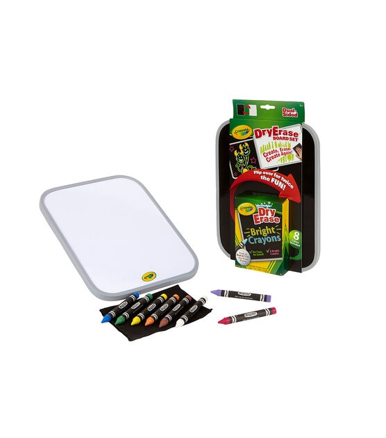Crayola 11" x 8.5" Dual Sided Dry Erase Board Set With Crayons 8ct, , hi-res, image 2