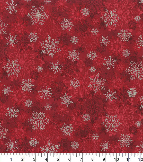 Hi Fashion Layered Snowflake Christmas Metallic Cotton Fabric, , hi-res, image 4