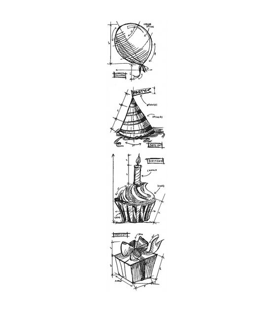 Stampers Anonymous Mini Birthday Blueprints Strip Cling Stamps