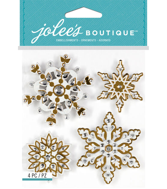 Jolee's Boutique 4 Pack Bling Stickers Snowflakes