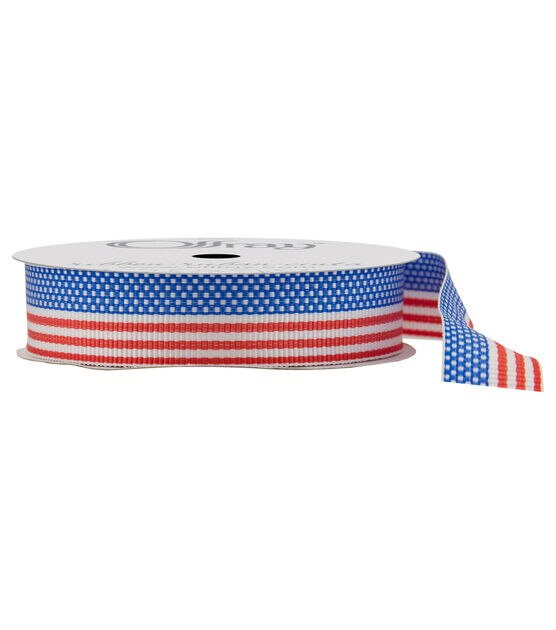 Offray 5/8x9' New America Woven Patriotic Ribbon Red, White, and Blue