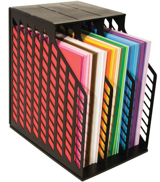 Storage Studios 14" x 9.5" Black Easy Access Paper Holder With 3 Slots