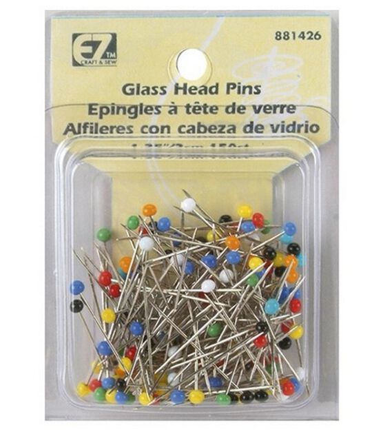 Round Head Pins in Multi-colored Glass, Sold in Boxes of 70 Pieces 