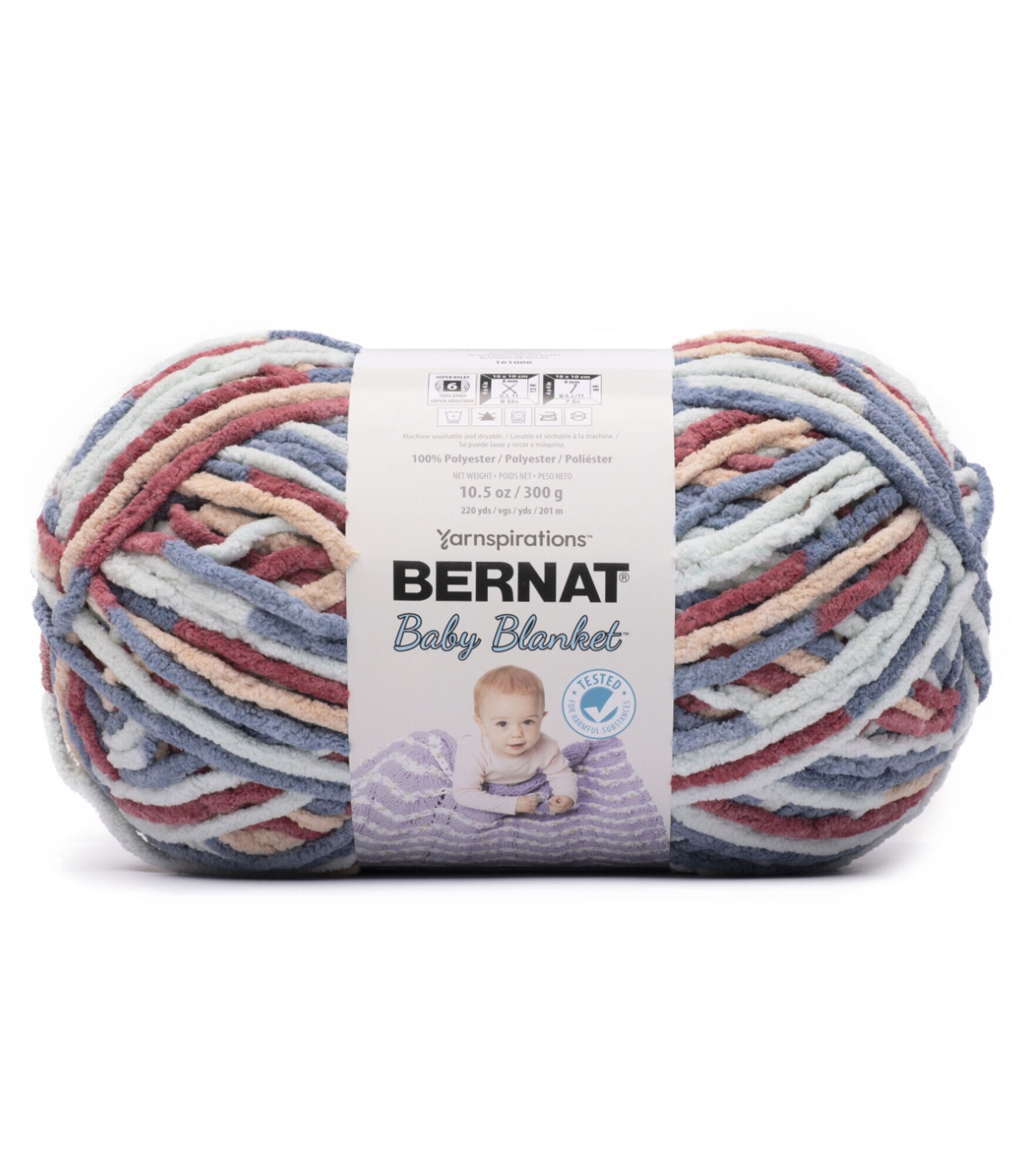 Bernat Baby Blanket 220yds Super Bulky Polyester Variegated Yarn