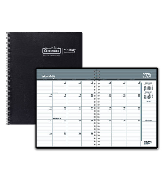 House of Doolittle 8.5" x 11" Black 2 Year Monthly Calendar Planner, , hi-res, image 2