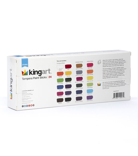 KINGART Tempera Paint Sticks Thin Set of 24 Unique Colors, , hi-res, image 5