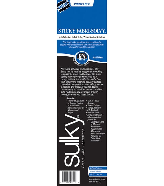 Solvy 12" x 6yd Fabric Sticky Stabilizer