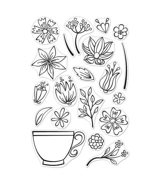 Hero Arts Clear Stamps 4''X6''-Teacup Flowers