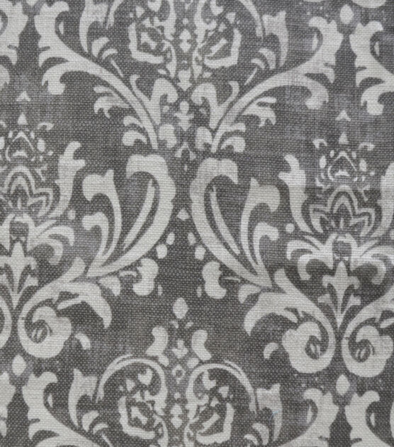Damask Grey Cotton Linen Blend Fabric