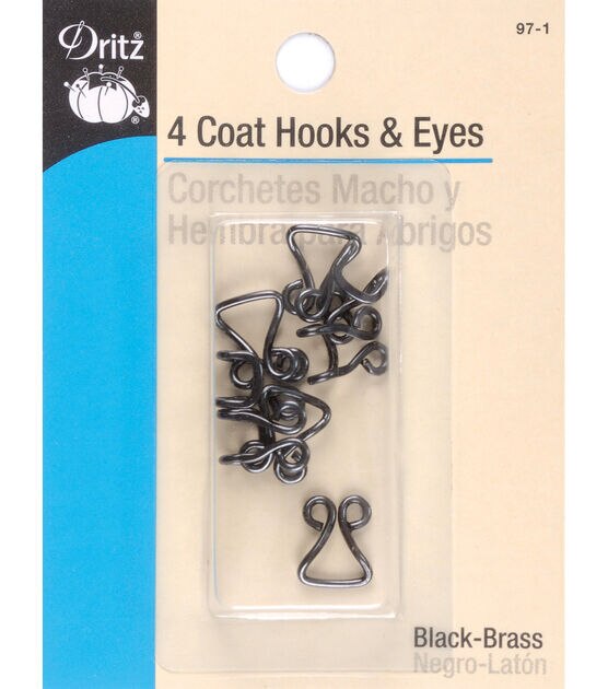 Dritz Coat Hooks & Eyes, 4 pc, Black, , hi-res, image 1