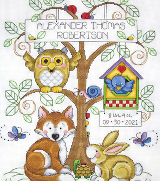 Design Works 14" x 11" Baby's Forest Cross Stitch Kit, , hi-res, image 3
