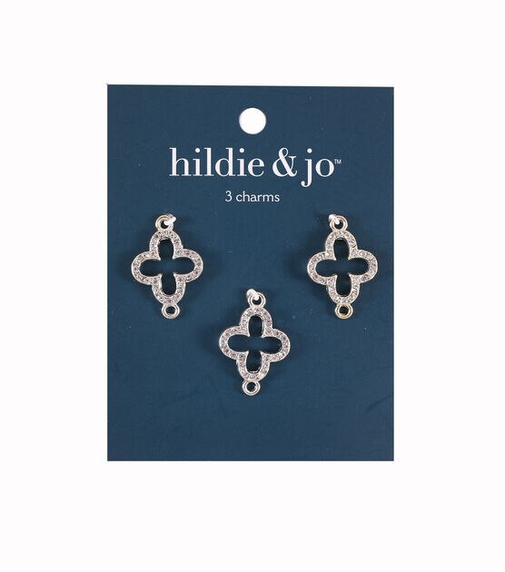 19mm x 27mm Silver Cross Style Rhinestone Charms 3pk by hildie & jo